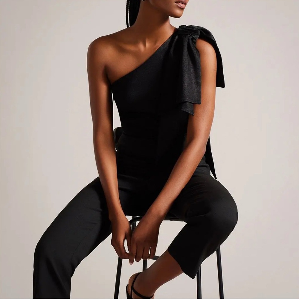 TED BAKER Black Orliie One Shoulder Jumpsuit - Size 3